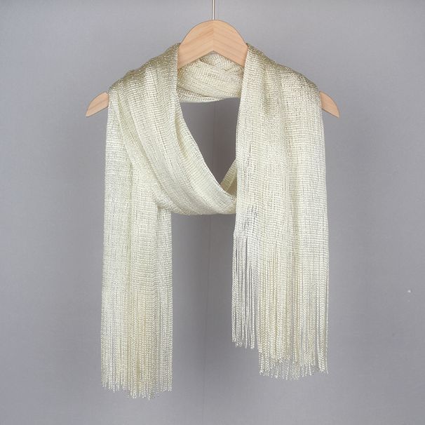 Bright Silk Scarf With Gold & Silver Tassels - Thin Fashion Shawl & Headband (Polyester Blend, Multi-Color Spot Pattern)_viptrois.com