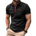 Men's Short Sleeve Polo Shirt With Contrast Collar & Chest Pocket – Breathable Cotton Blend Casual Top For Summer (10 Colors, S-Xxxl)_viptrois.com