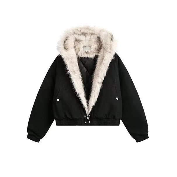 New American Syle Mounain Eagle Fur Collar Thickened Coon Jacke For Men And Women Winer Workwear Couple_viptrois.com