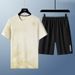 Summer Men's Casual Sports Fitness Morning Running Set, Short Sleeved Shorts Set_viptrois.com