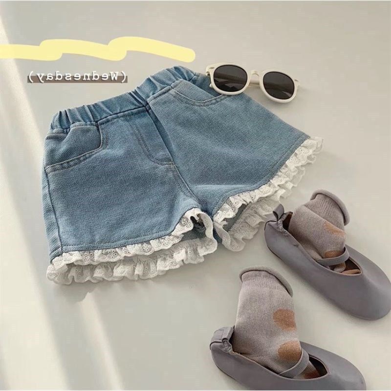 Girls' Shorts Denim Summer Thin 2024 New Style Fashionable Shorts Trendy Baby Outer Wear Loose Children's Hot Pants_viptrois.com