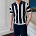 Men's Clothing Striped Knitted Polo Shirt Men's Handsome Lapel T Shirt New Summer Trend Casual Short Sleeved T Shirt_viptrois.com