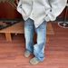 Men's Clothing Ice Blue 517vibe Lightning Burst Blue Cleanfit Jeans Heavy Washed Flared Pants_viptrois.com