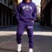 Men's Clothing Sportswear Tracksuit Casual Hoodie & Jogger Pants Set - Stylish Letter Print, Fleece-Lined Comfort, Loose Fit For Gym & Daily Wear_viptrois.com