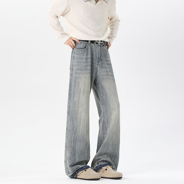 American Retro Lightning Pattern Flared Jeans For Men, Autumn Winter Trendy Brand, Stylish And Slimming, Plus Size,_viptrois.com