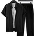 Men's Clothing Casual Loose Short Sleeved Cardigan Beach Suit_viptrois.com