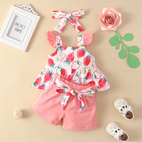 Babies' clothes New Baby Sleeveless Top Skirt Shorts Set Newborn Flower Flying Sleeve Skirt Pants Set_viptrois.com