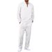 Men's Clothing Men's Waffle Knit Tracksuit Set - Long Sleeve Striped Zip-Up Jacket & Pants, Casual Sporty Outfit For Spring & Fall_viptrois.com