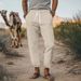 Men's Clothing Casual Fashion Loose Pants Summer Breathable Cuff Pants Beach Straight Pants_viptrois.com