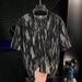 Summer New Men's Tie Dye Striped V Neck T-Shirt Short Sleeve Loose Fit Casual Unique Design Personalized Top_viptrois.com