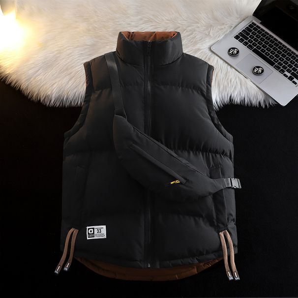 Cross-Border Foreign Trade Stand Collar Reversible For Men Autumn Winter Youth Couple Style Warm Vest_viptrois.com