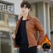 Leather Jacket Men's Leather Jacket Single Clothing Casual Jacket Korean Version Green_viptrois.com