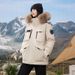 Men's Clothing Premium Thick White Duck Down Parka For Men & Women, Winter Long Coat With Fur Hood, Fashionable Unisex Outerwear (Black/Beige)_viptrois.com