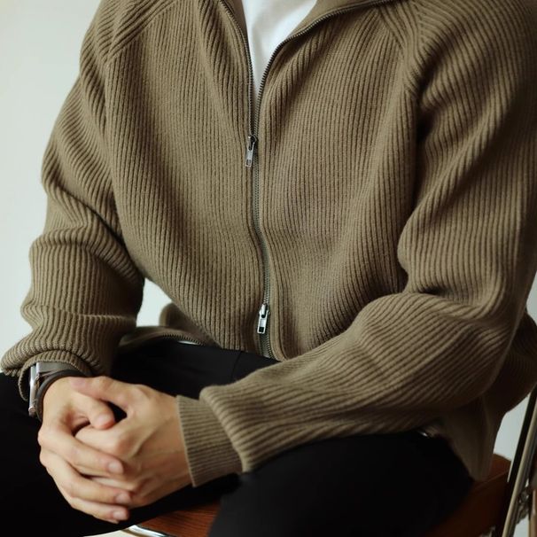 Autumn Winter Zipper Jacket, Warm Anti Pilling Knitted Sweater, Cardigan, Casual And Light Mature Men's Jacket_viptrois.com