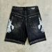 Retro Harajuku Loose Fit Printed Denim Shorts Casual Street Style Washed Capri Pants for Men Summer Fashion_viptrois.com
