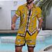 Men's Casual Loose Short Sleeved Shirt Shorts Hawaiian Suit_viptrois.com