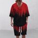 Leisure Suit Men's Summer Loose Short Sleeved Sweater Shorts V Neck Sports Suit Two Piece Suit_viptrois.com