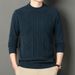 Pure Pure Wool Autumn Winter New Solid Color Jacquard Round Neck Warm Knitted Base Shirt Sweater Men's Casual Versatile_viptrois.com