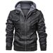 Men's Clothing Imitation Leather Jacket With Hood PU Leather Hooded Jacket – Punk-Inspired Biker Style Coat For Fall & Winter (Grey, Brown, Black)_viptrois.com