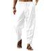 Men's Clothing Summer Men's Hip Hop Breathable Loose Casual Sports Linen Trousers_viptrois.com