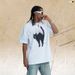 High-density Trendy American-style Rhinestone Fluffy Cat Short-sleeve T-shirt, New Spring/summer Round-neck Top_viptrois.com