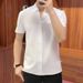 boy 2023 Summer Men's New V-Neck Short T-Shirt Business Casual Stylish Versatile Fashion Solid Color Turn-Down Collar Half_viptrois.com
