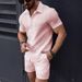 Men's Clothing Fashion Short Sleeved Shirt Shorts Sports Leisure Beach Two Piece Suit_viptrois.com