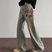 Men's Vintage Washed Yellow Mud Jeans With Red Embroidery & Meteor Hammer Design – Retro High Street Straight-Leg Bootcut Pants (S-3XL)_viptrois.com