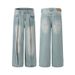 Men's Clothing Retro Niche Deconstruction Design Jeans Men And Women Loose Straight Loose Wide Leg Pants_viptrois.com