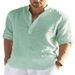 Men's Linen Long Sleeve T-Shirt Loose Fit Solid Color Cotton And Linen Sweatshirt European American Style plus Size Top_viptrois.com