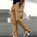 Men's Utility Cargo Pants – High-Waisted Drawstring Waist With Flap Pockets & Side Straps (S-XXXL, Black/Khaki/Navy/Light Blue)_viptrois.com