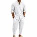Men's Linen Jacquard Striped Shirt And Trousers Set Style Casual Spring/Summer Loose Fit Stand Collar Long Sleeve_viptrois.com