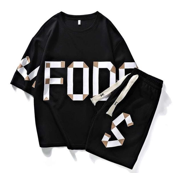 Men's Clothing Short Sleeved Men's Sports Suit Summer Thin Fashion Brand Matching Teenagers Casual Handsome Boys Shorts Two Piece Suit_viptrois.com
