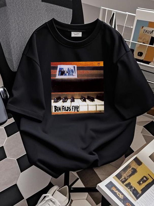 BEN FOLDS FIVE T SHIRT Vinyl Cd Cover SMALL MEDIUM LARGE XL Stretched Versatile Streetwear Unisex Comfortable Designer Clothes Fashion Summer_viptrois.com