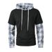 Men’s Color-Block Grid Shirt Jacket – Long Sleeve Layering Piece With Contrast Collar (Polyester Blend, Streetwear, Fall/Winter Casual)_viptrois.com