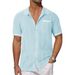 Men's Clothing Fashion Summer Casual Shirt Short Sleeved Suit Collar Hollow Breathable Cardigan_viptrois.com