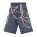 Hip Hop Chains Printed Jeans Shorts Streetwear Blue Casual Denim Shorts For Male Loose Fit_viptrois.com