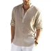 New Blouse Cotton Linen Shirt Loose Tops Long Sleeve T-shirt Spring Autumn Casual Handsome Men's Shirts_viptrois.com