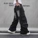 Men's Clothing Vibe Street Hip Hop Overalls Hip Hop Jeans Straight Wasteland High Street Multi Pocket Mopping Pants_viptrois.com
