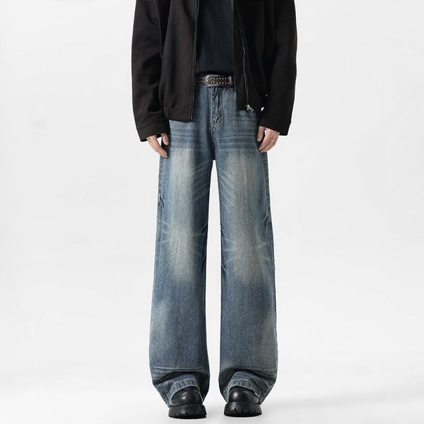Men's & Women's Vintage High Street Jeans – Relaxed Wide-Leg Denim Pants With Cat Whisker Wash_viptrois.com