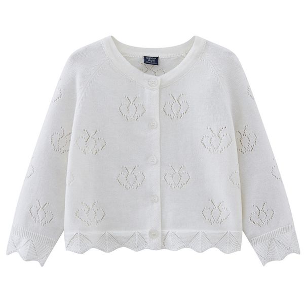 Baby Cotton Cardigan – Soft Breathable Knit Sweater For Toddlers (80-120cm, White/Pink/Yellow, A-Class Safety)_viptrois.com
