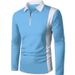 Men's Clothing Long Sleeve Color Block Fashion Matching Men's Lapel Long Sleeve Men's Polo Shirt Two Color Patchwork Fashion Menswear_viptrois.com