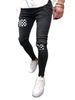 Man's clothing Men's hip hop tight fit ripped small legs Men's badge slim jeans trend_viptrois.com