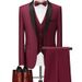 Men's Clothing Three Piece Suit One Button Double Fork Slim Fit Fashion Business Suit_viptrois.com