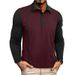 Nordmann Cross-Border Autumn Winter Clothing Color-Block Turn-Down Collar Long Sleeve Button Foreign Trade Men's Casual Polo Base_viptrois.com