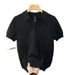 Men's Slim Fit Polo Shirt High End Knitted Trendy Short Sleeved Stretch Collar Business Commuting Ice Silk T-Shirt_viptrois.com