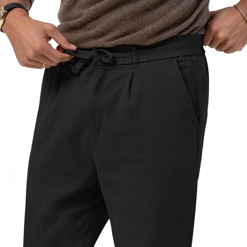Men's Clothing Cross Border New Men's Cotton And Linen Trousers Casual Trousers Business Casual Solid Color Four Seasons Commuting Men's Trousers_viptrois.com