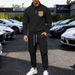 Cross-border American Autumn And Winter Heavy Men's Loose Velvet Tooling Commuter Stand-up Collar Sweater Tooling Sweatpants Two-piece Set_viptrois.com