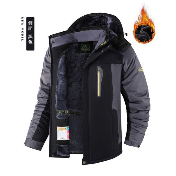 Fleece-Lined Thickened Men's Mid-Length Jacket Lamb Wool Cotton Middle-Aged Winter Outerwear Coat_viptrois.com