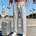 Men's Clothing Men's Casual Trousers Loose Straight Leg Solid Color Sports Pants Simple Design_viptrois.com